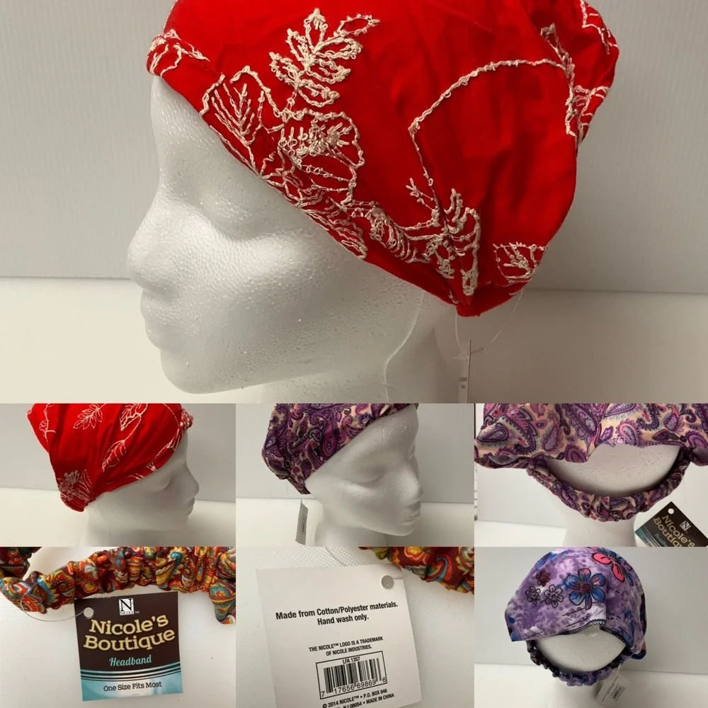 nwt HEAD SCARFS - HEADBANDS Lot of 11 Various Colors and Fabrics One Size